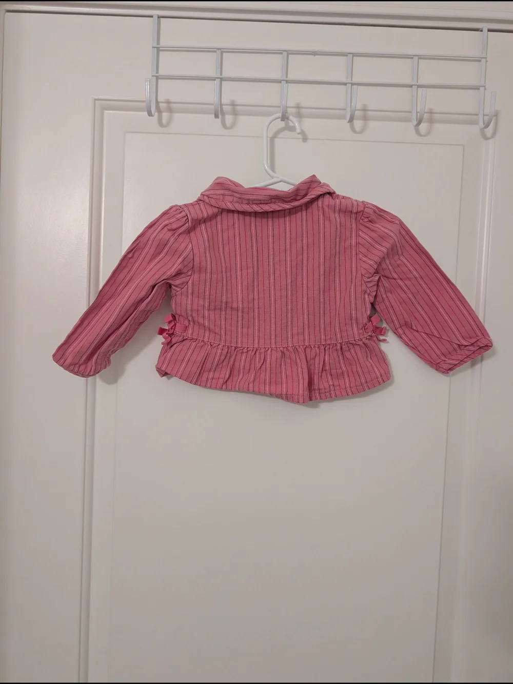OshKosh B'gosh Baby Girls Pink Striped Floral Blazer Jacket 12M Y2K